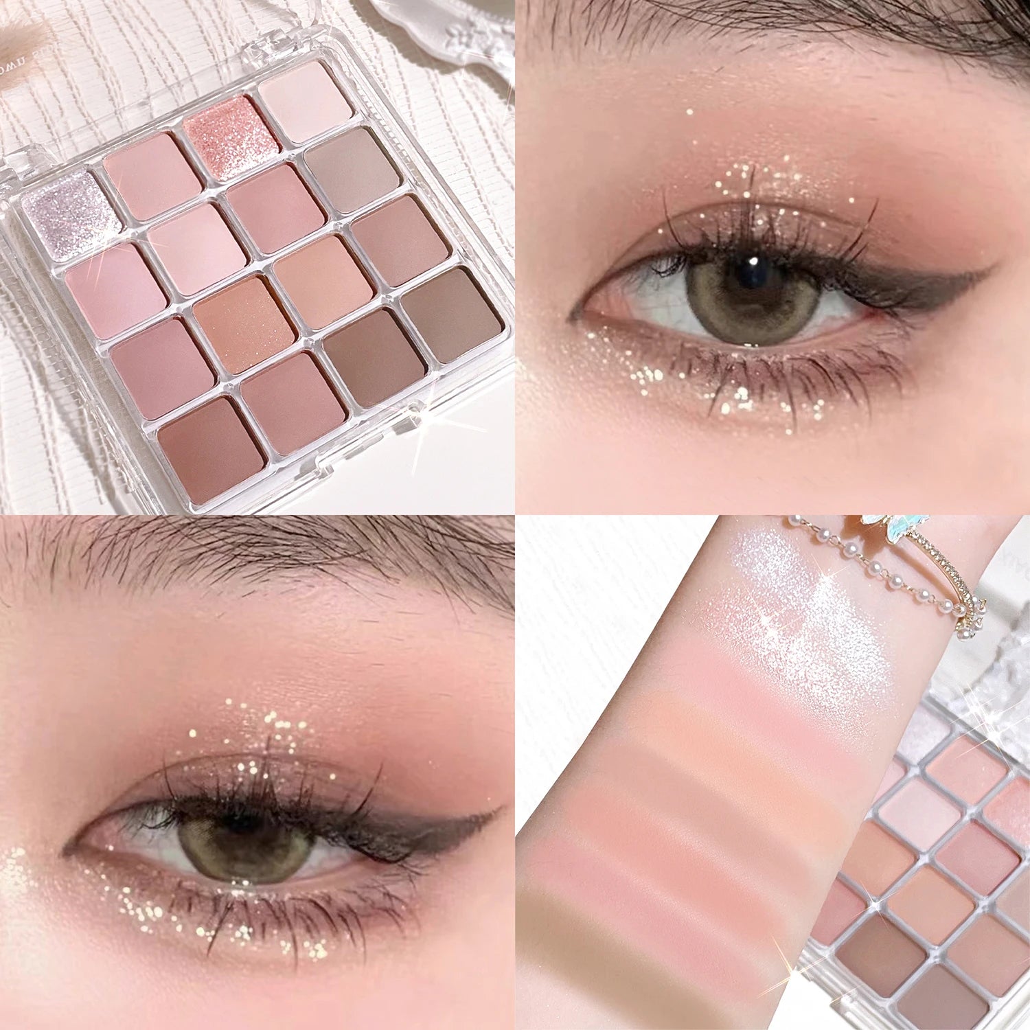 16-Color Sunset Eyeshadow Palette – Matte & Shimmer Earth Tones, Waterproof Korean Eye Makeup