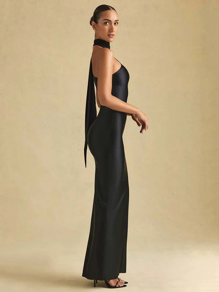 Elegant One-Shoulder Satin Maxi Dress