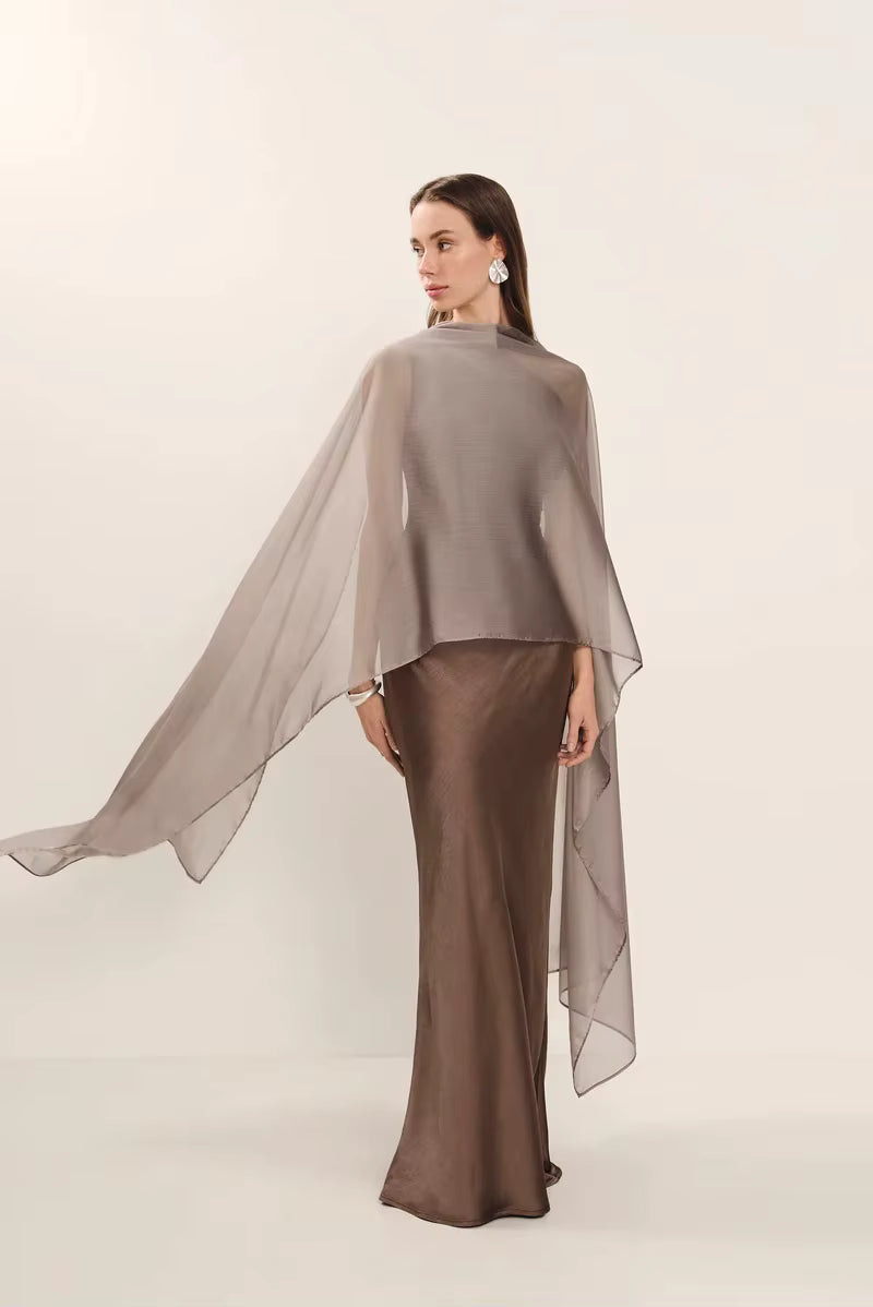 Satin One Shoulder Patchwork Maxi Dress - Sleeveless Backless Slim Club Evening Outfit