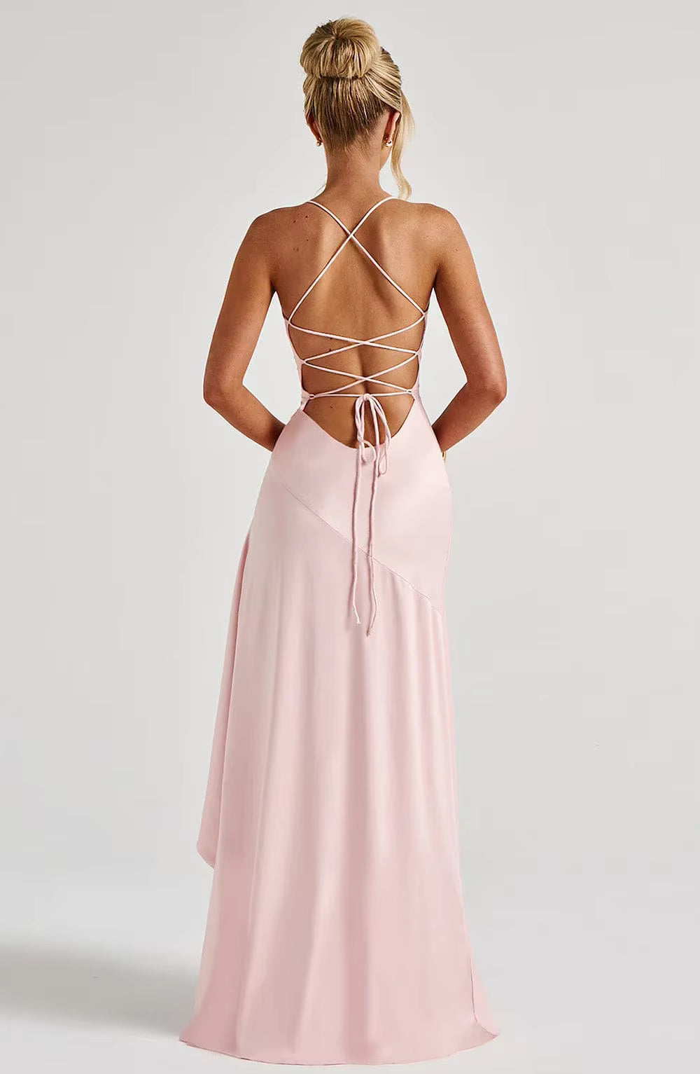 Strapless Asymmetrical Midi Dress – Sexy Backless Summer Dress with Empire Waist for Women