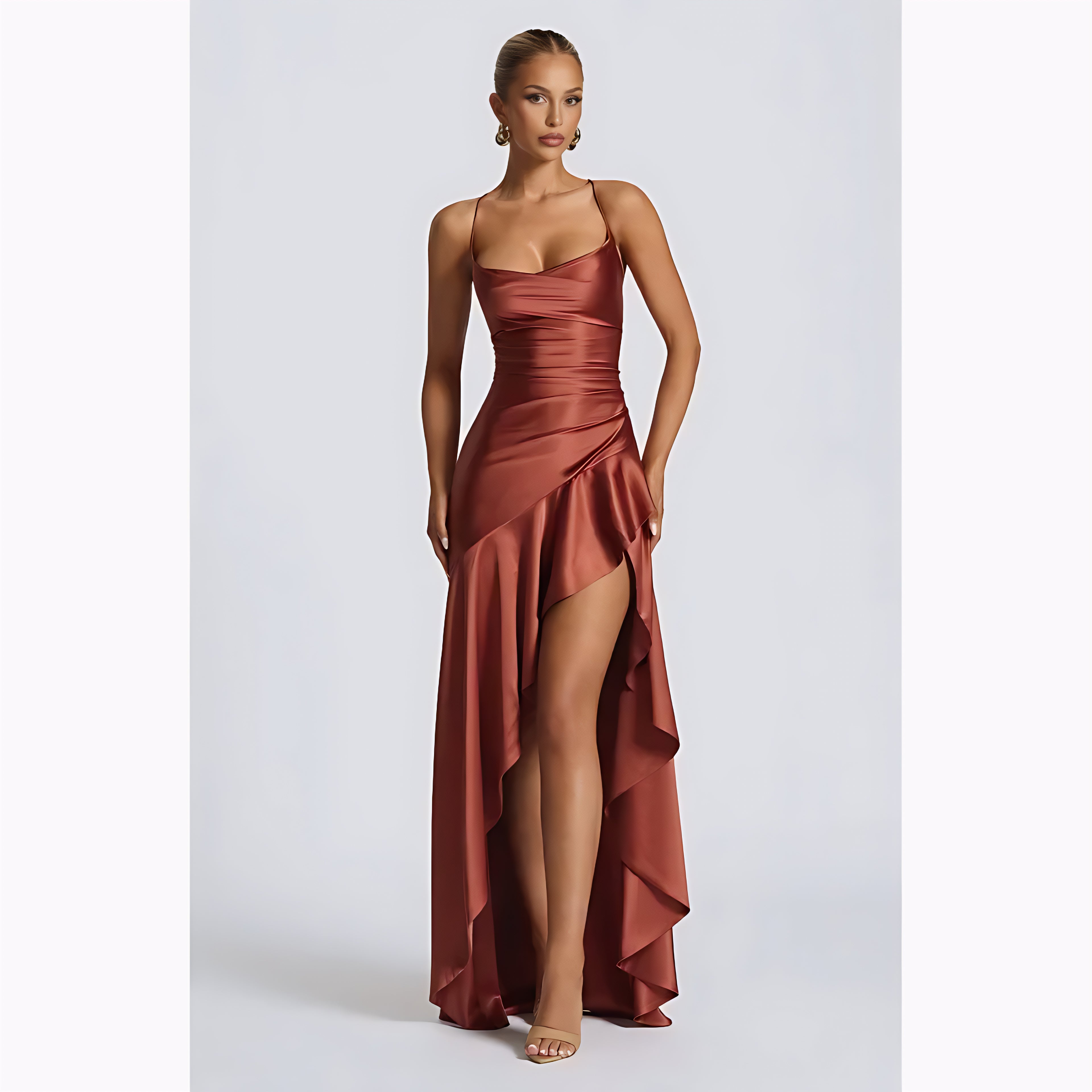 Strapless Asymmetrical Midi Dress – Sexy Backless Summer Dress with Empire Waist for Women