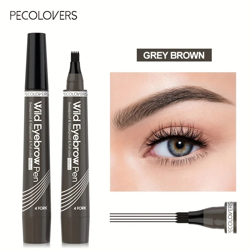 Lápiz de cejas de 6 colores, 1 unidad, resistente al agua, con 4 puntas divididas, para tatuaje de cejas, líquido negro resistente al agua.