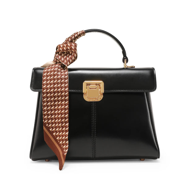 Luxury Genuine Leather Crossbody Bag – Versatile Messenger Handbag with Scarf Decor for Women
