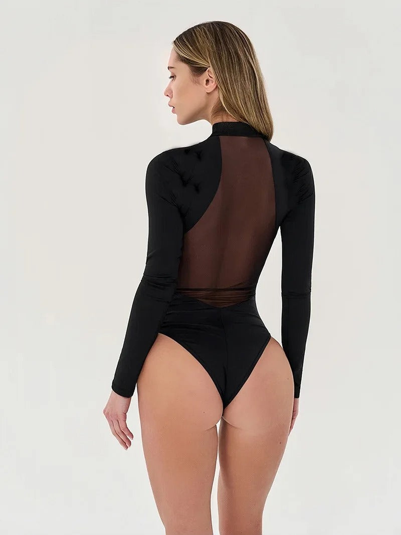 Sheer Mesh Long Sleeve Bodysuit