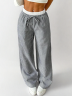 Women's Striped Wide Leg Knit Pants – High-Waisted Casual Y2K Trousers for Fall & Winter Streetwear