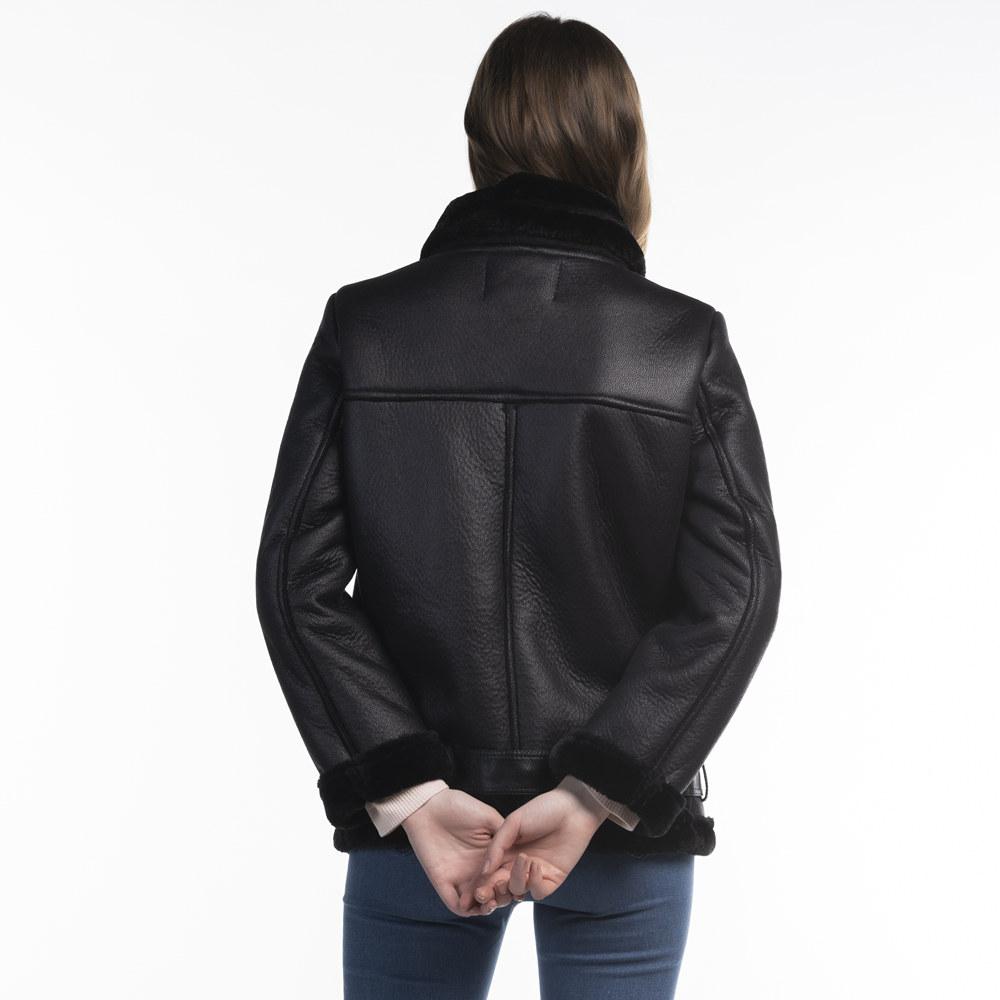 Women’s Belted Moto Jacket –  Fur Lined for Winter