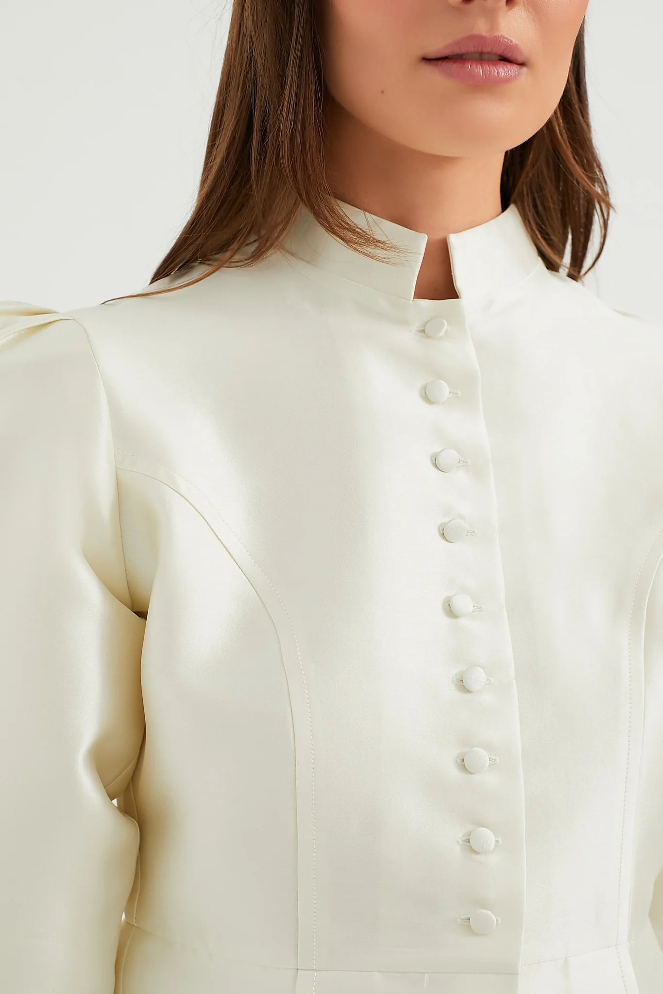 Structured Satin Peplum Blouse