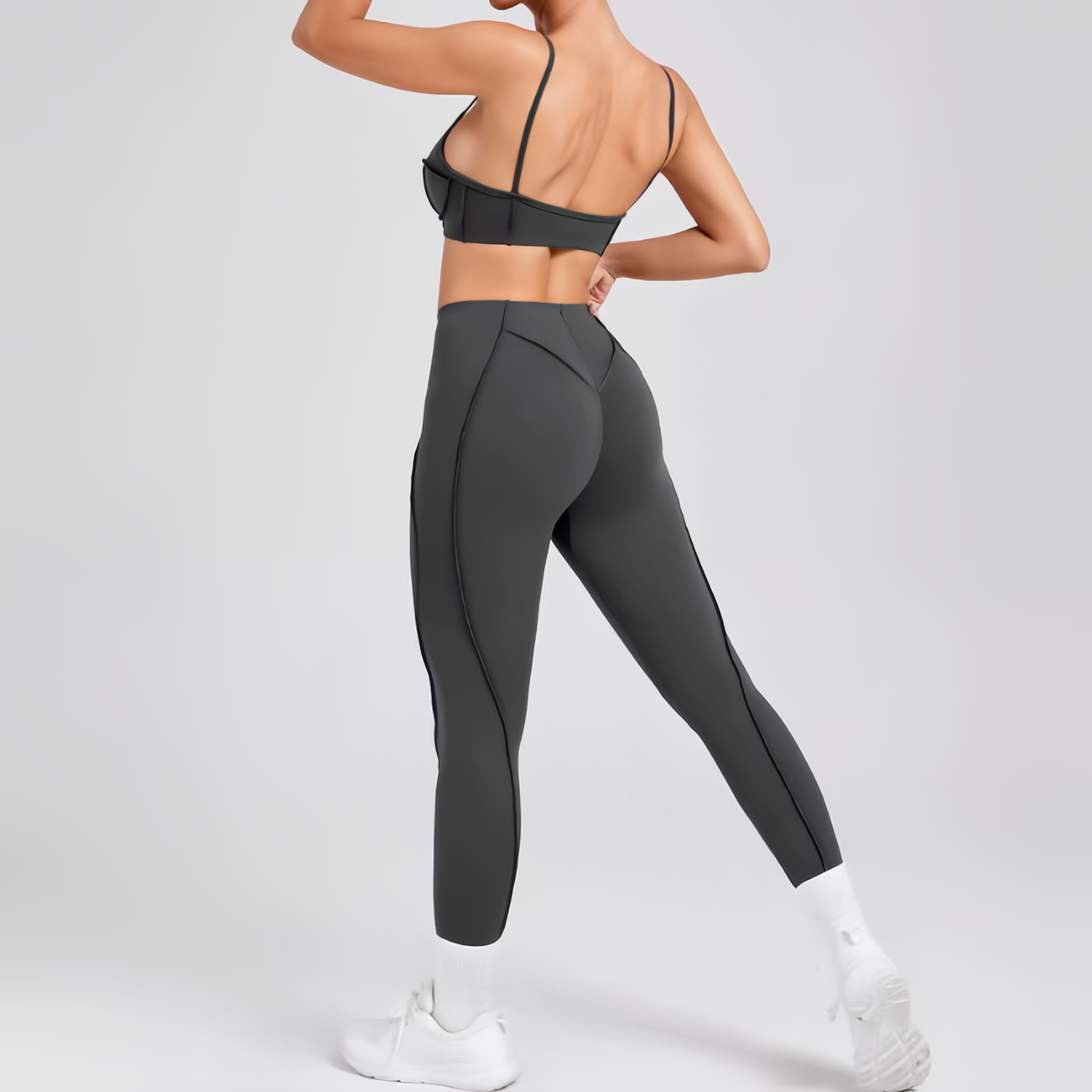 2-Piece Seamless Yoga Set -Gray
