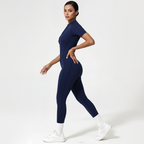 Backless Zip Yoga Jumpsuit -Navy
