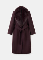 Fur Collar Wool-Blend Long Overcoat