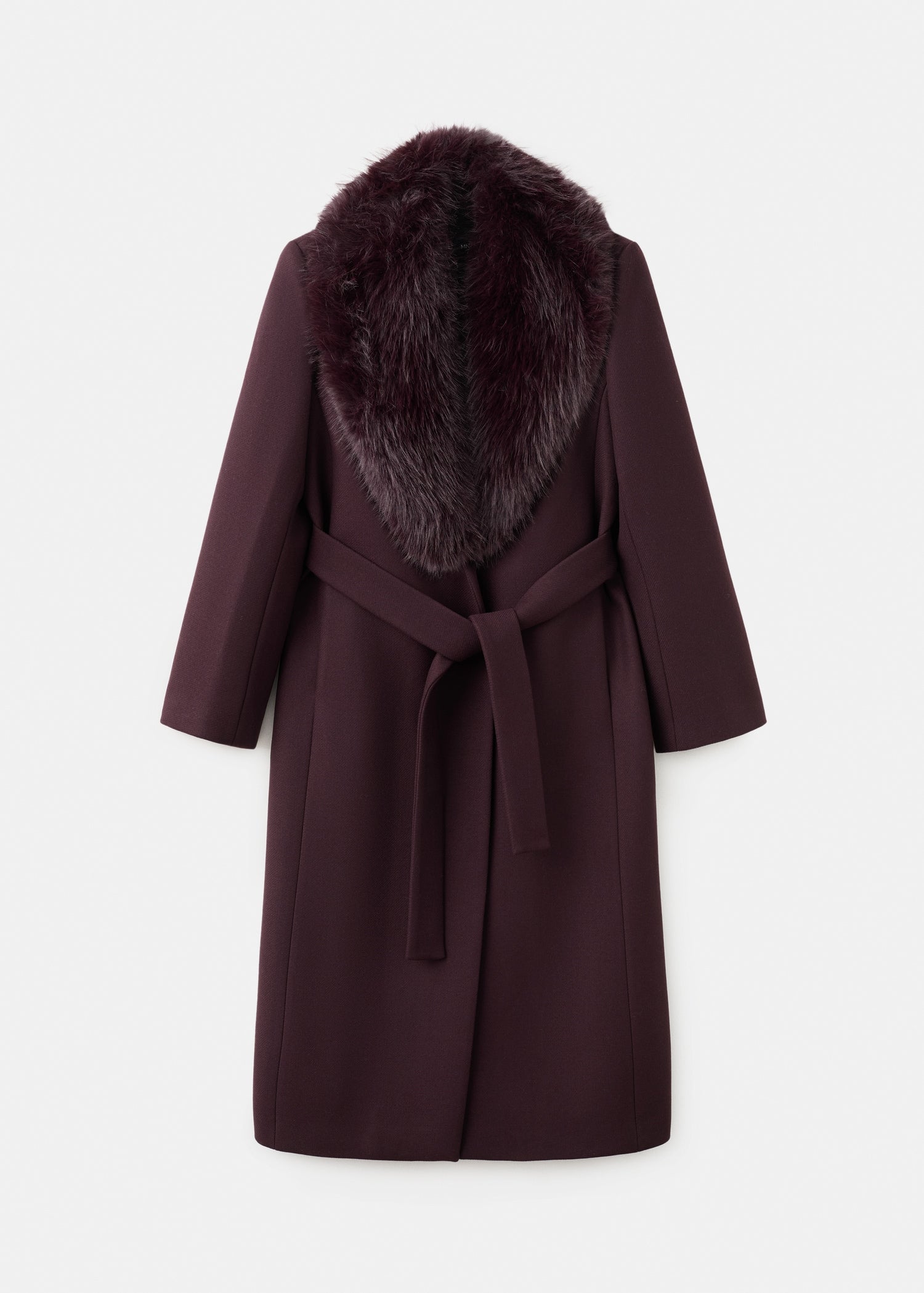 Fur Collar Wool-Blend Long Overcoat