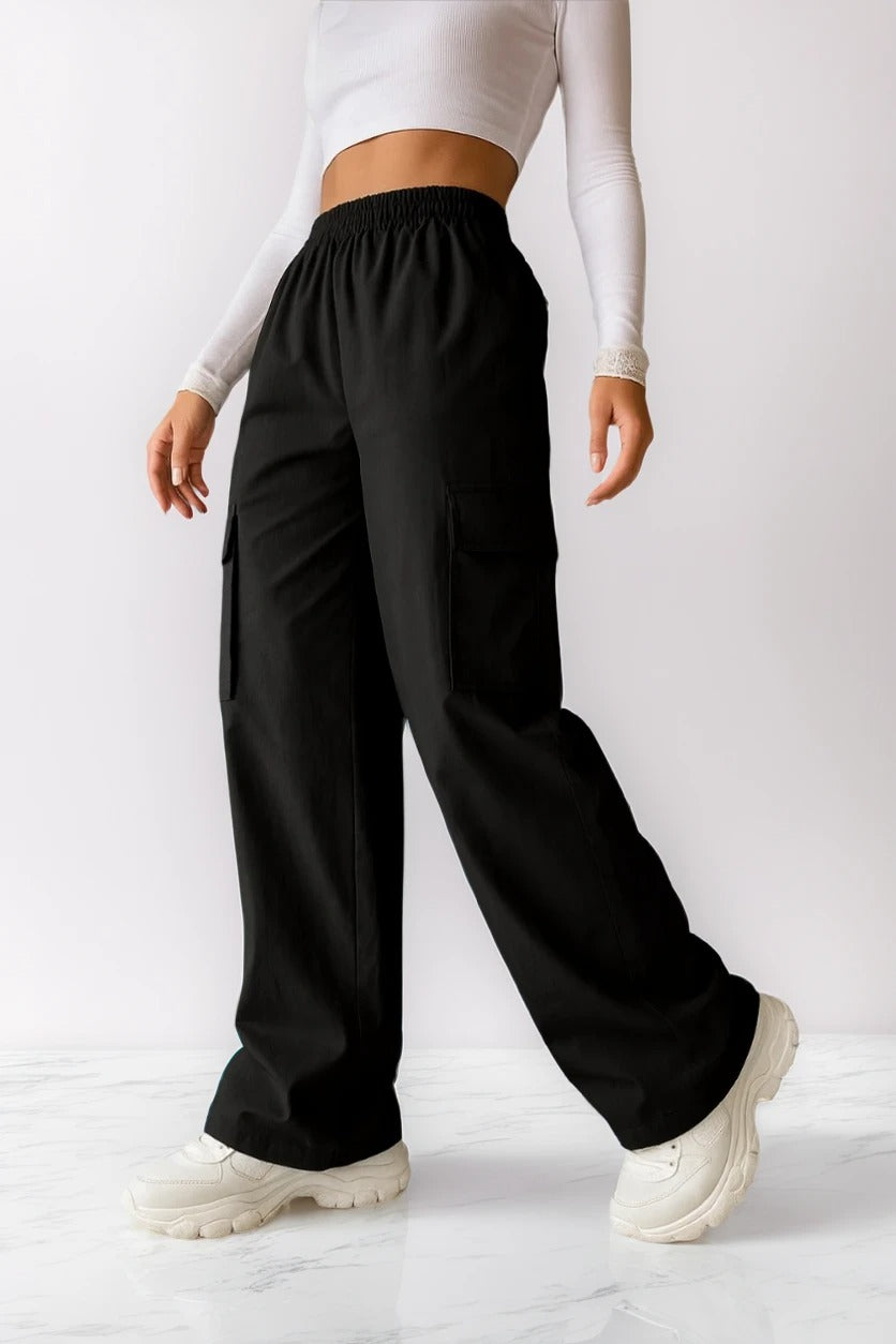 UrbanStack™ Cargo Pants – High Waist Wide-Leg Utility Trousers for Women