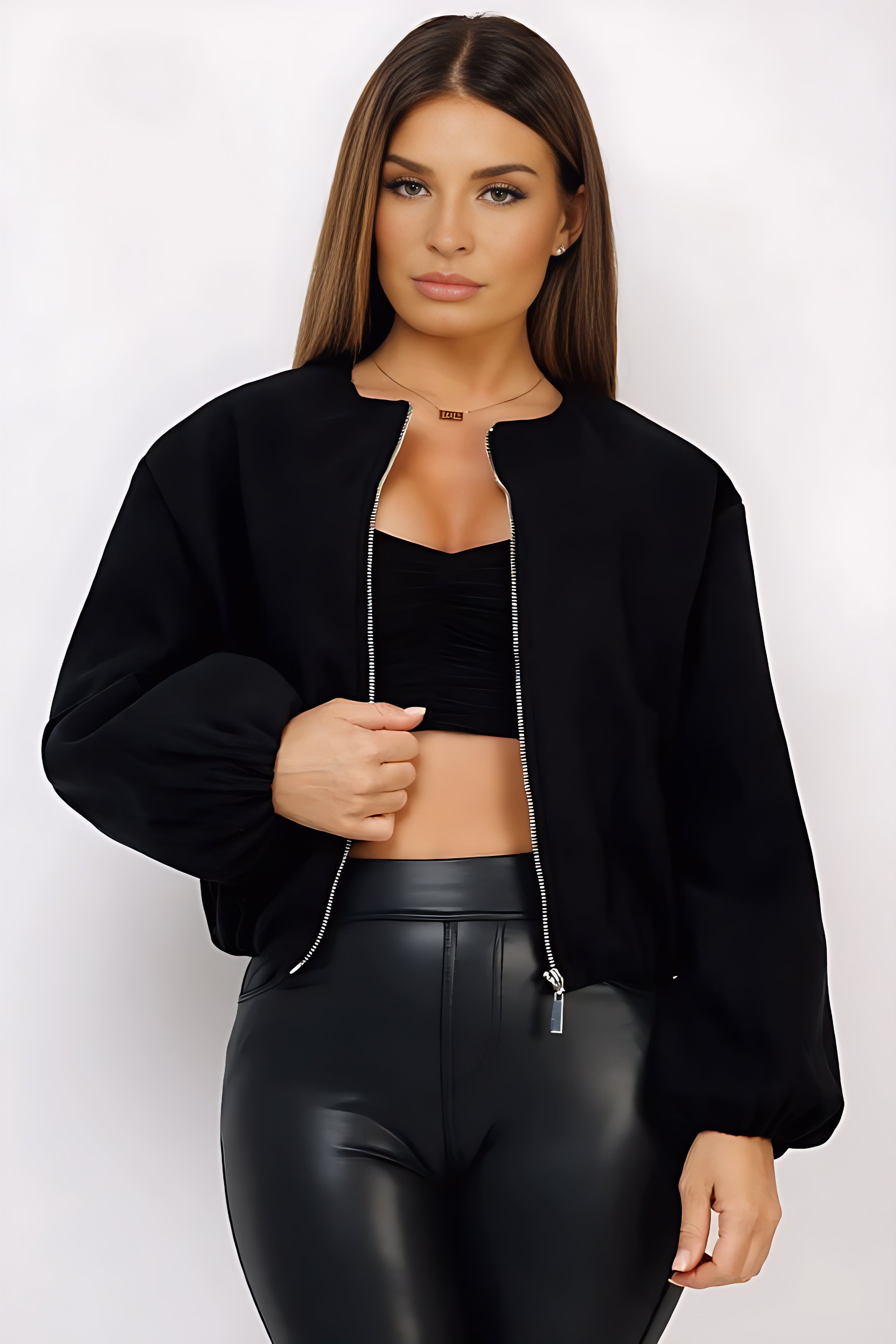 Veste pilote printemps femme – Manteau décontracté multicolore à col rond et manches longues