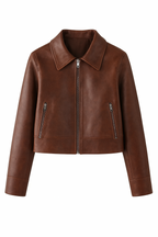 Faux Leather Zip-Up Set – Jacket & Mini Skirt Combo
