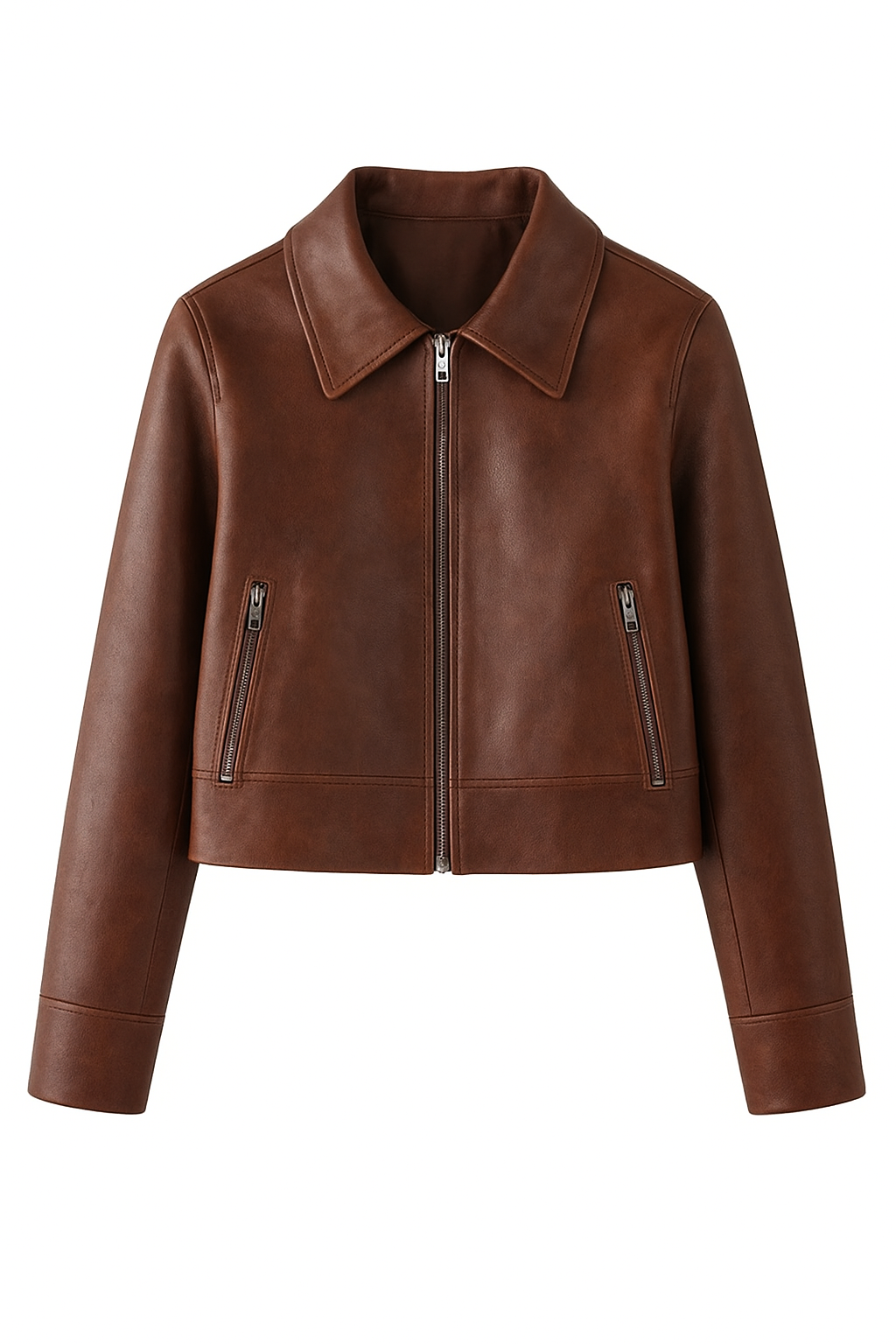 Faux Leather Zip-Up Set – Jacket & Mini Skirt Combo