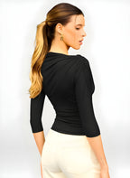 Elegant One-Shoulder Ruched Top – Lightweight & Stylish