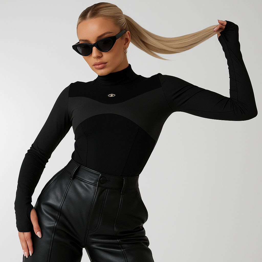 Černý sexy patchworkový top 