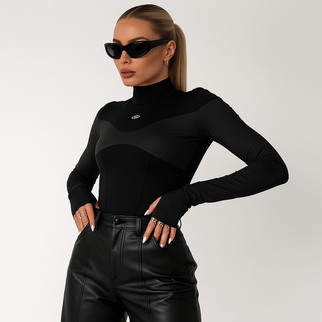 Černý sexy patchworkový top 