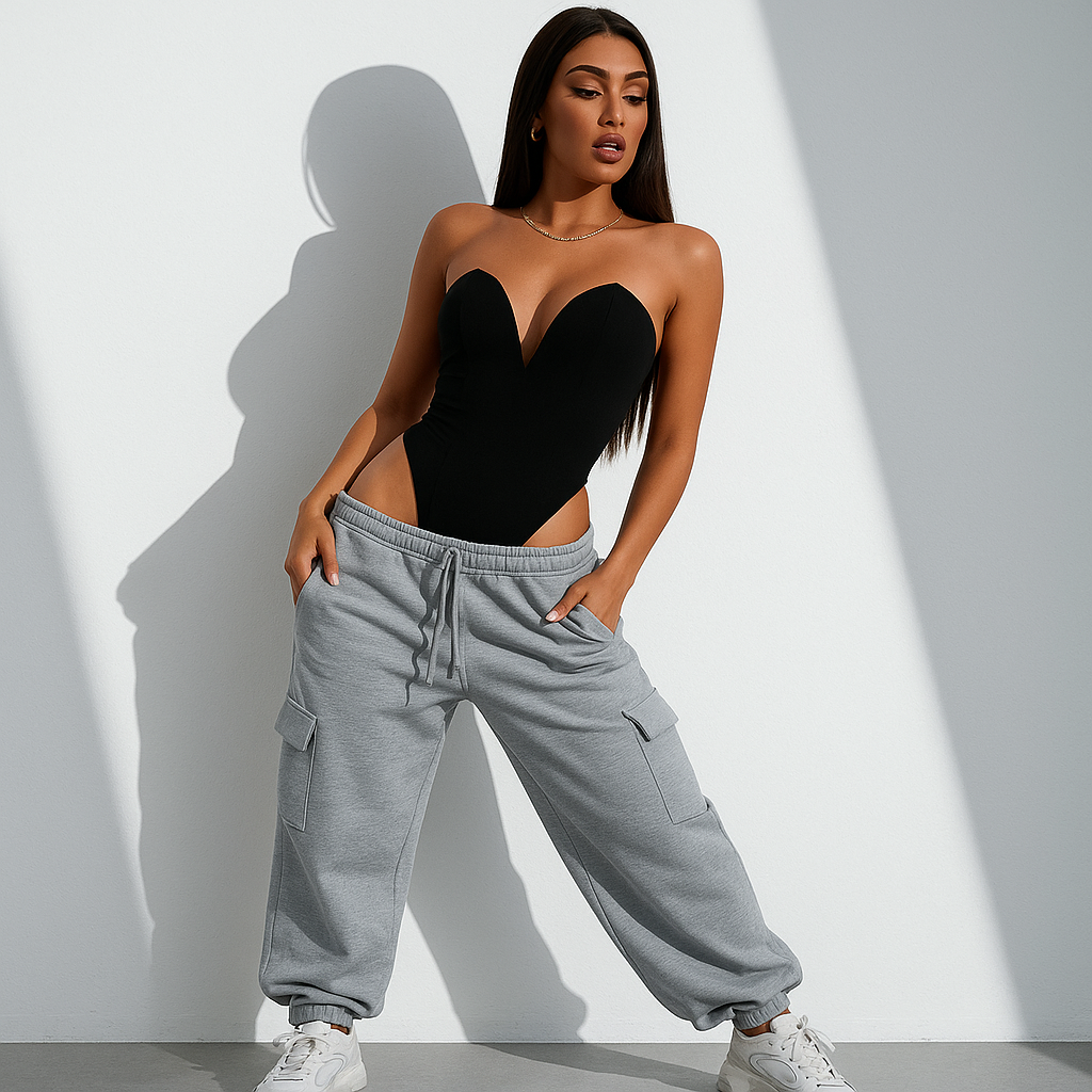 Body bustier pour femme – Combinaison une-pièce slim coupe V