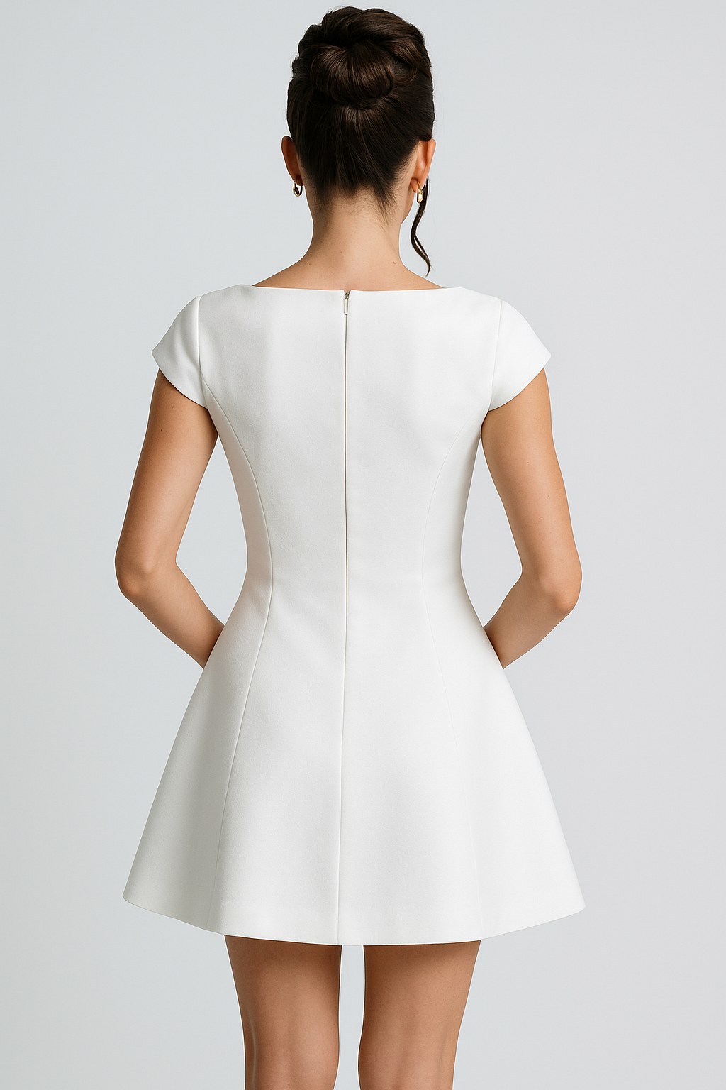 Fit & Flare Mini Dress – Square Neckline with Cap Sleeves