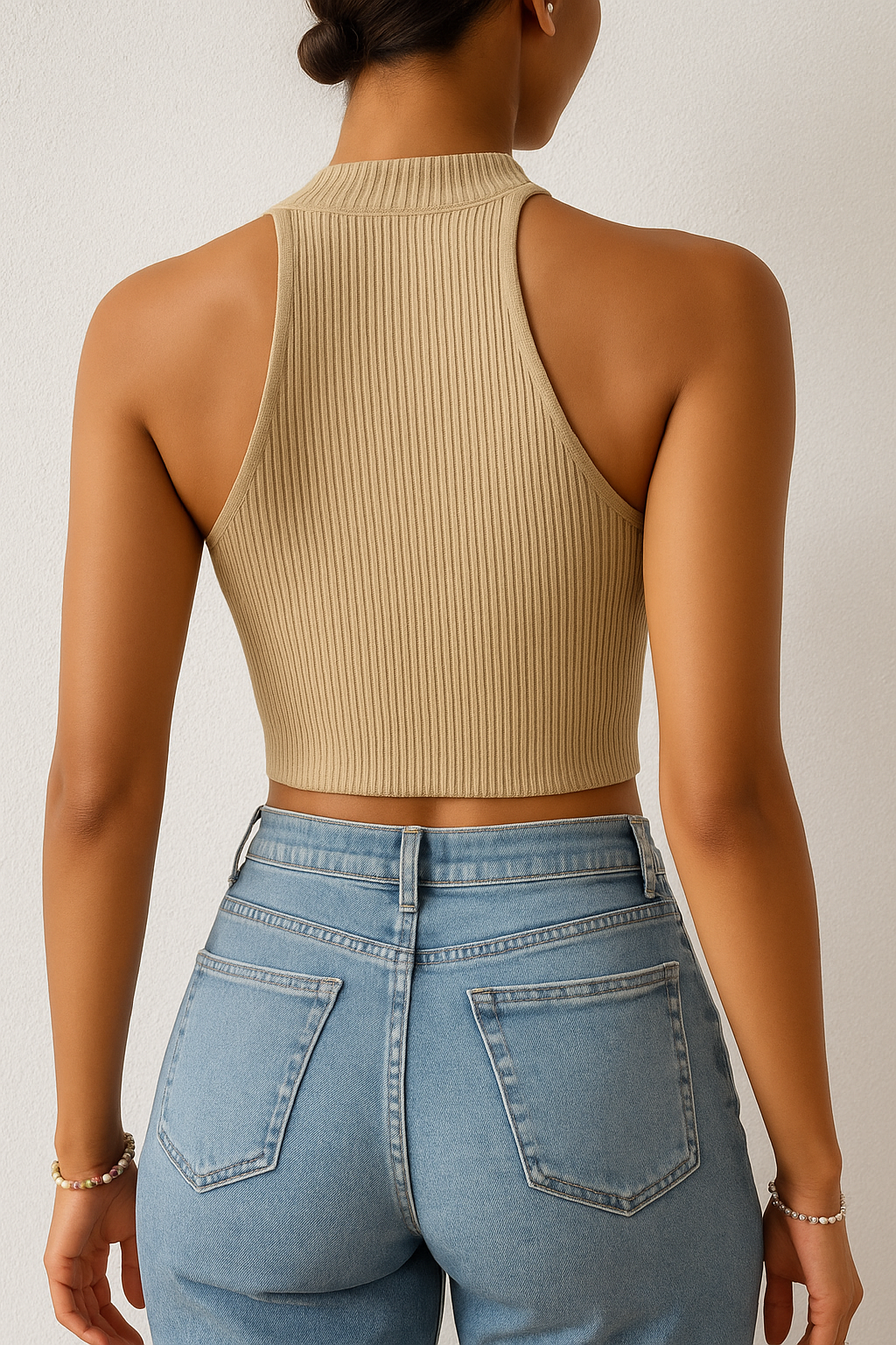 Fitted Ribbed Halter Top – Sleeveless Knit Y2K Style