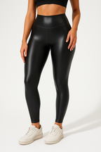 High-Waist Black PU Leather Pants – Thick Stretch Slim Fit Leggings