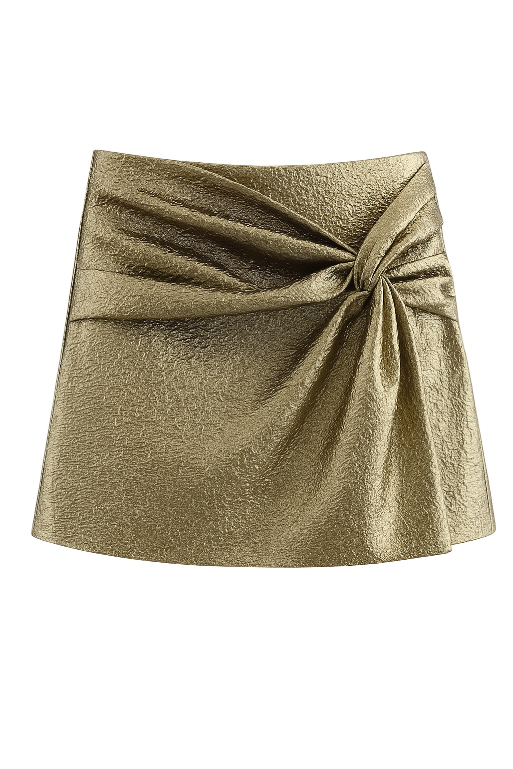 High Waist Pleated Mini Skirt – Draped Waistband Detail