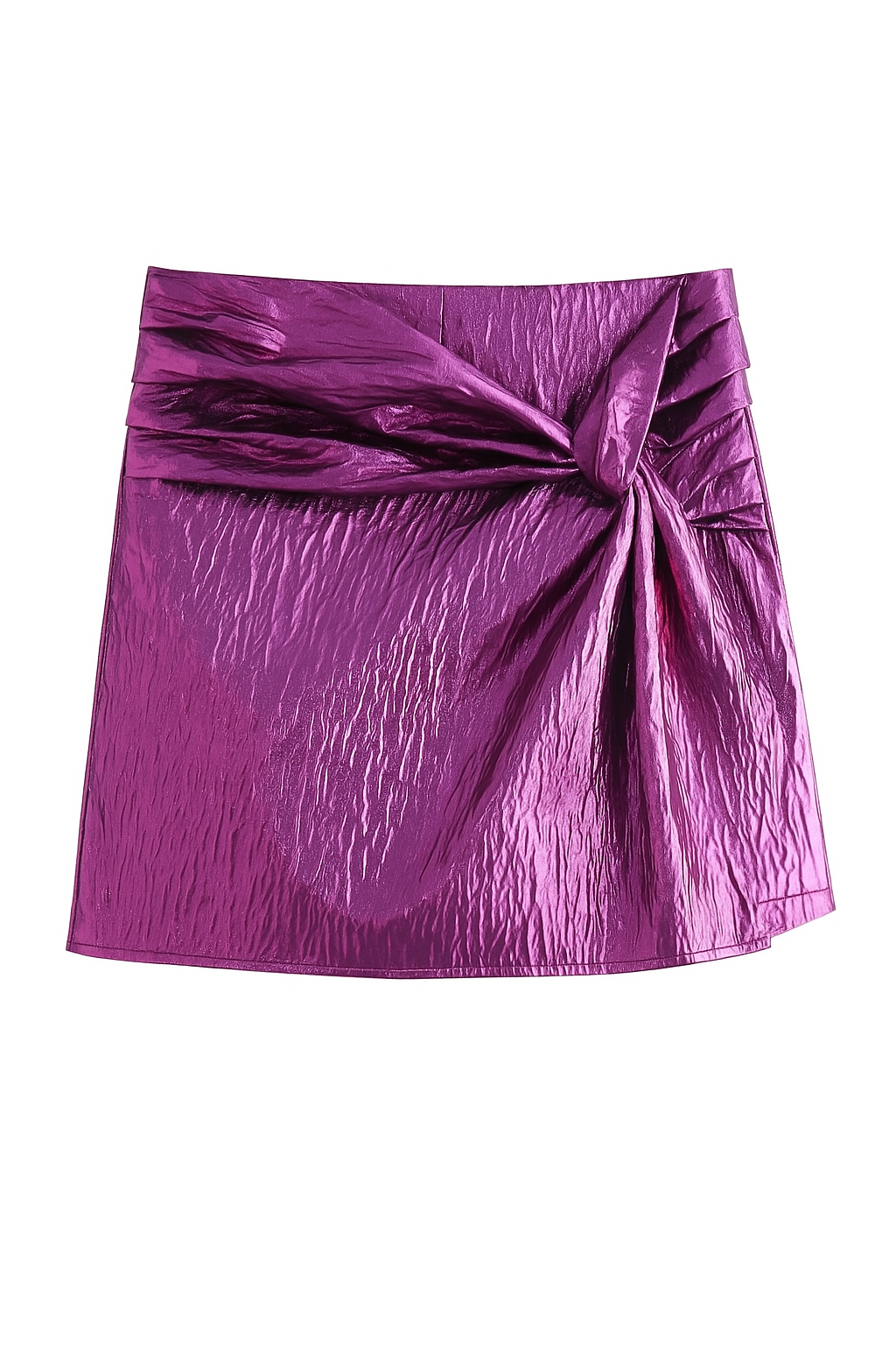 High Waist Pleated Mini Skirt – Draped Waistband Detail