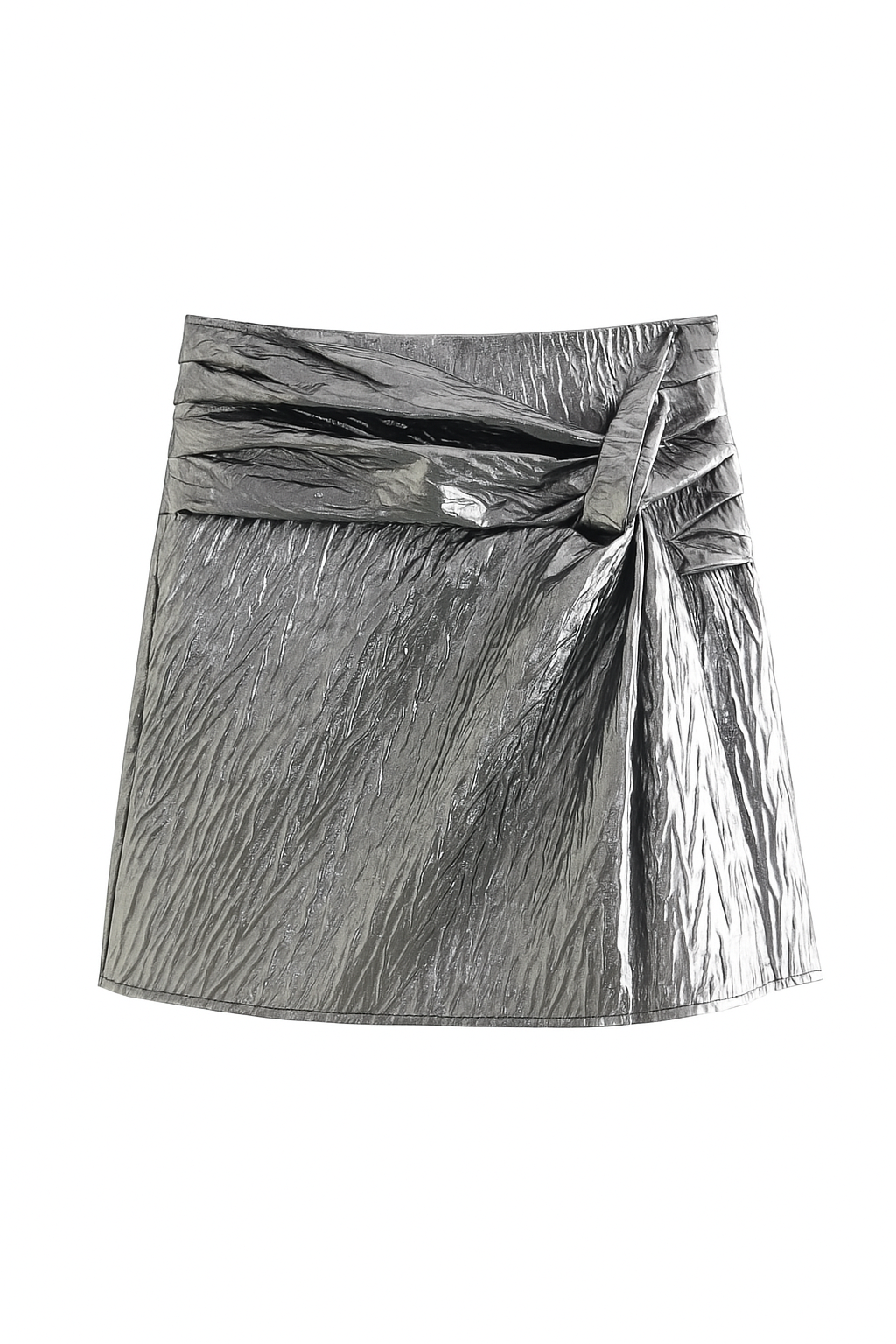 High Waist Pleated Mini Skirt – Draped Waistband Detail