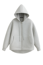 Women's Grey Zip-Up Hoodie with Pockets – Office Lady Style