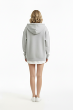 Sweat à capuche zippé gris pour femme avec poches – Style femme de bureau