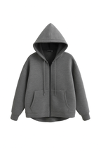 Women's Grey Zip-Up Hoodie with Pockets – Office Lady Style