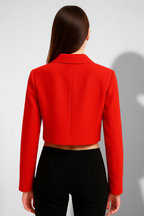 Bold Red Y2K Jacket – Cropped Boxy Fit with Collar Detail