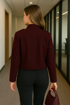 Office Chic – Tailored Pocket Jacket with Golden Buttons
