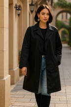 Minimalist Black Windbreaker – Long Waterproof Street Style