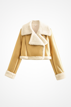 Cropped Faux Leather Jacket with Shearling Lining – Luxe Winter Fit