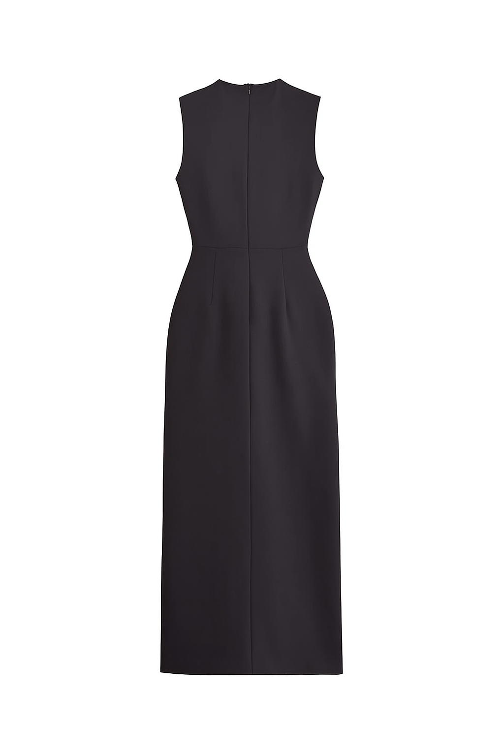 Elegant Black Office Midi Dress – Sleeveless Spring Belted Vintage Look