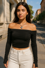 Luna Mesh Off-Shoulder Top