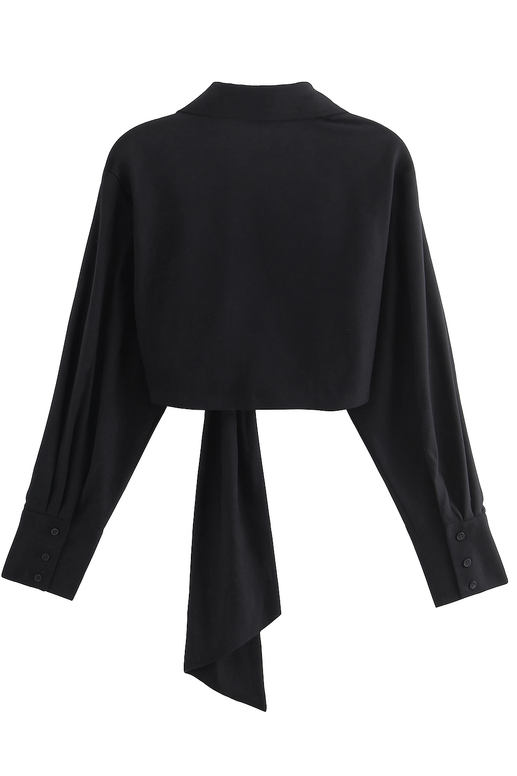 Chemise femme à col V et nœud à boucle – Haut d'automne slim à manches longues