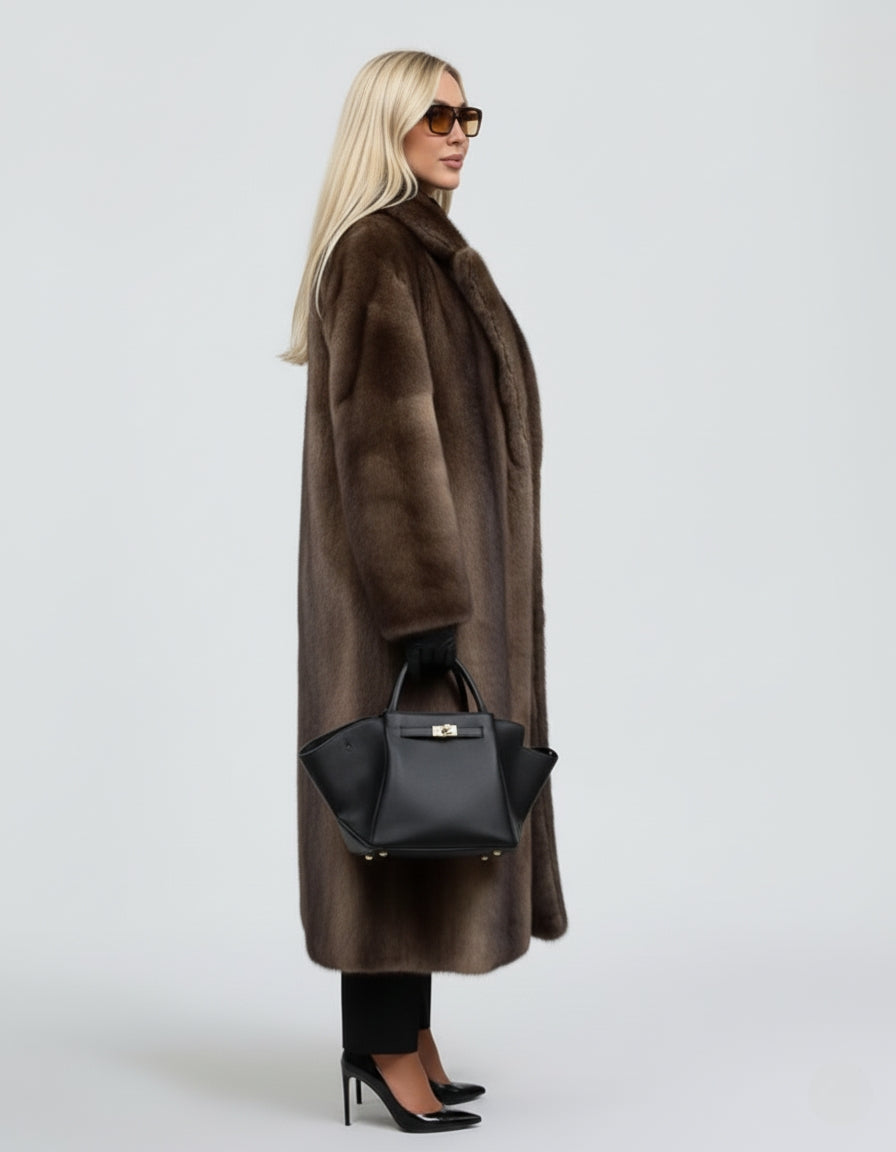Dark Brown Vegan Fur Overcoat