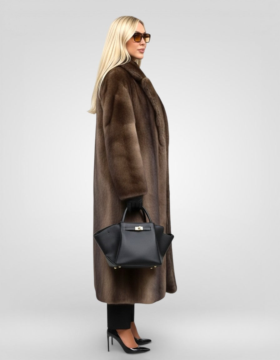 Dark Brown Vegan Fur Overcoat