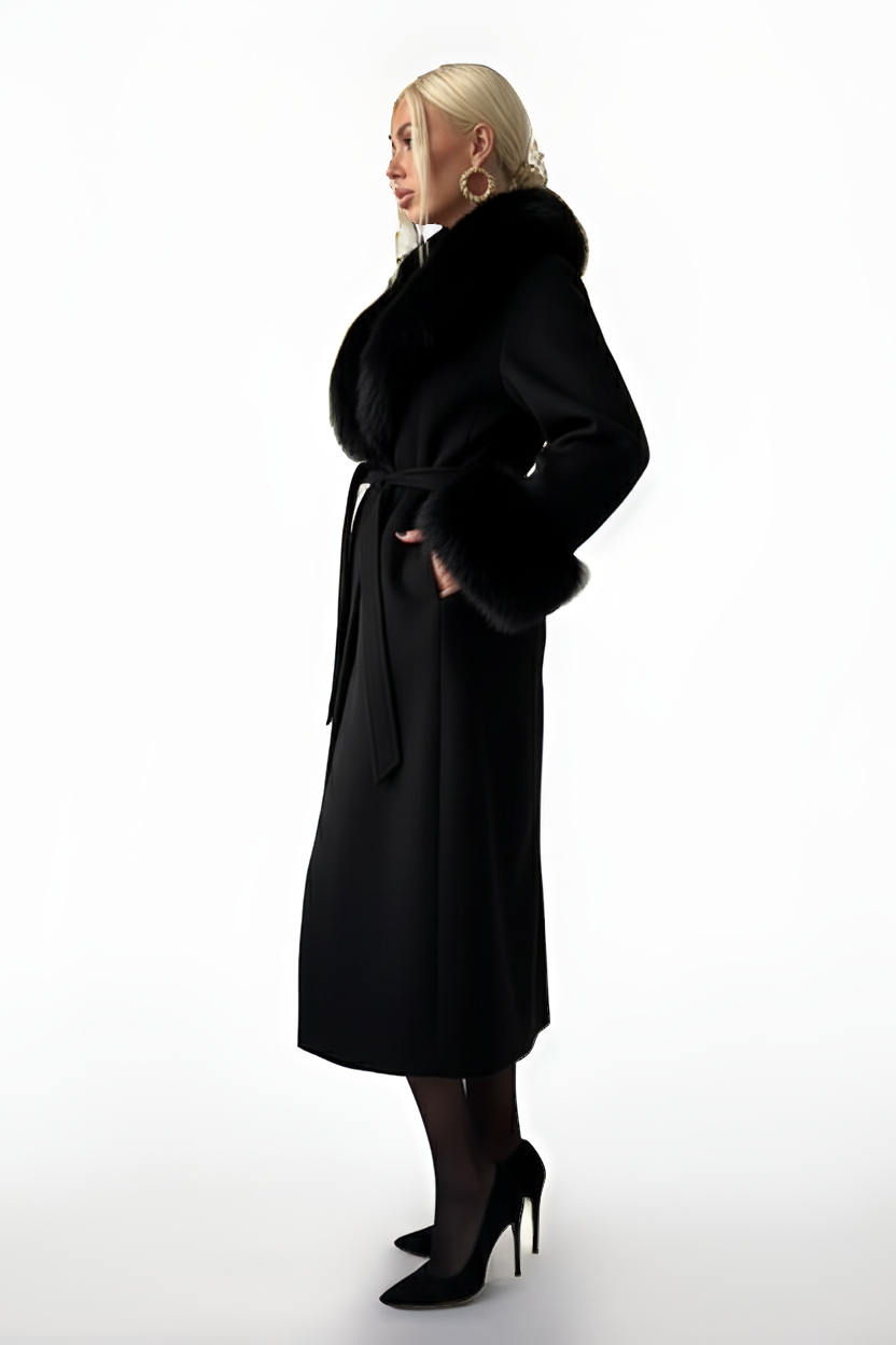 Solid Patchwork Woolen Overcoat