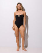 Elegant Off-Shoulder Bodysuit – Gold Accent & Slim Fit