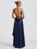 Strapless Asymmetrical Midi Dress – Sexy Backless Summer Dress with Empire Waist for Women