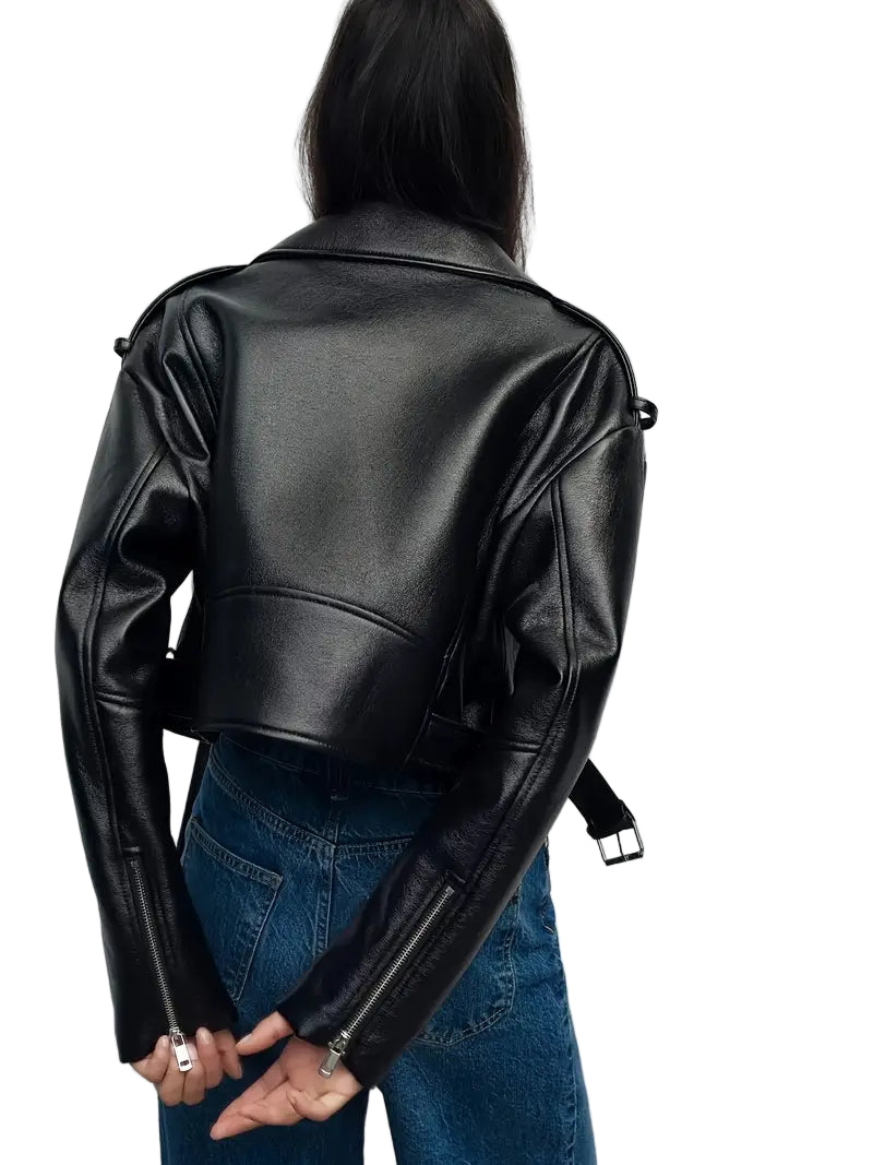Light Faux Leather Biker Jacket