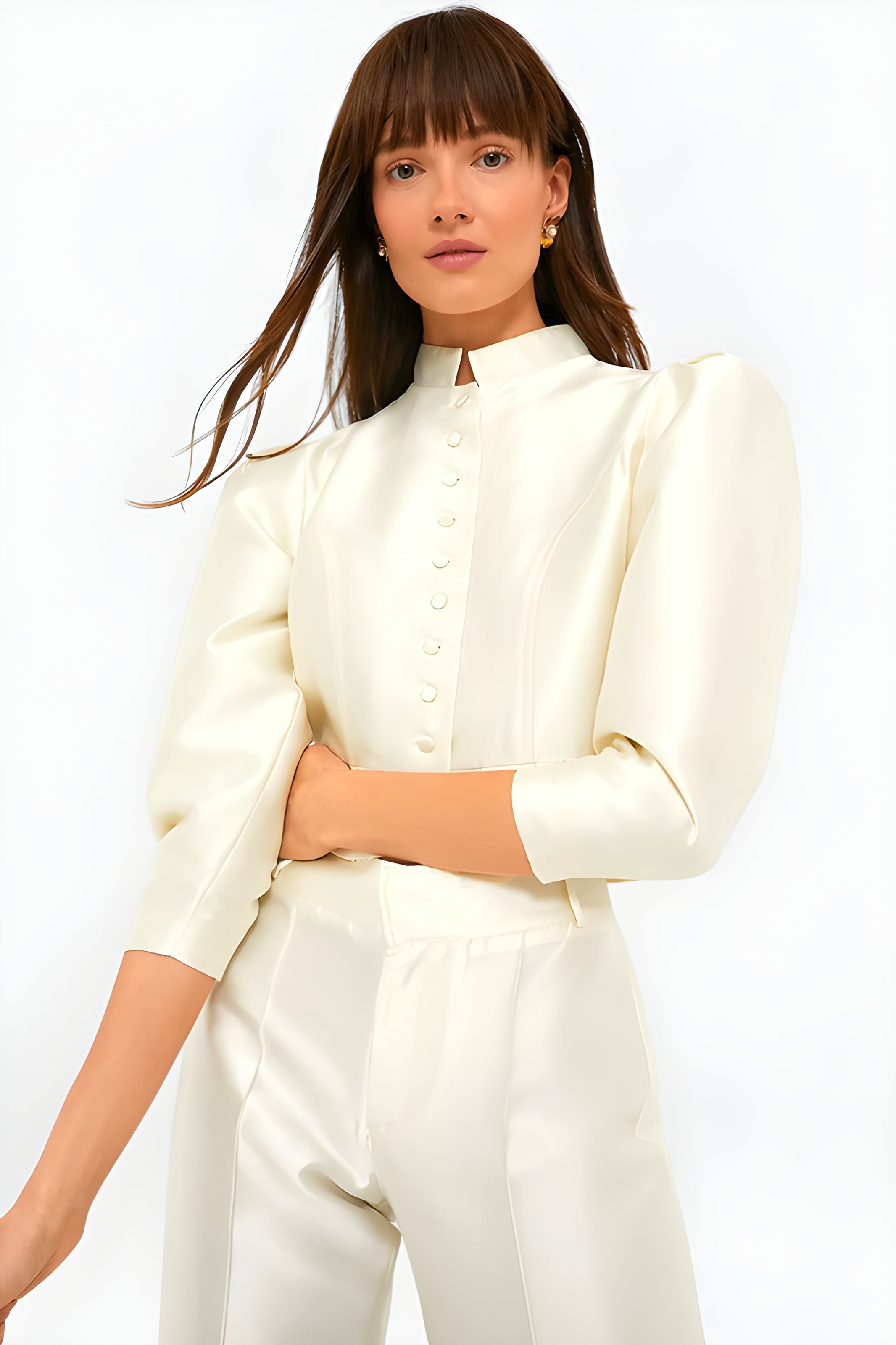 Structured Satin Peplum Blouse