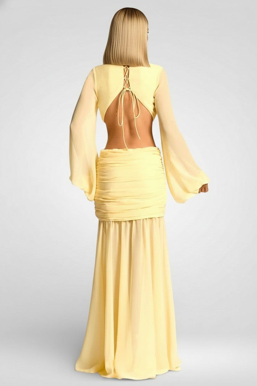 Deep V Backless Maxi Dress