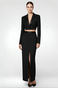 V-Neck Blazer & Slim Long Skirt Set