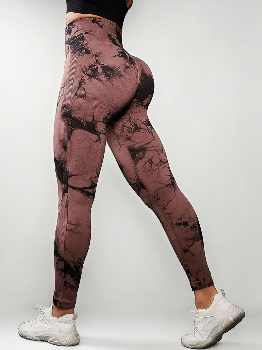 Leggings tie-dye con control de abdomen: ajuste sin costuras para entrenar