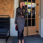 Two-Piece Slim Floral Satin Lace Ensemble